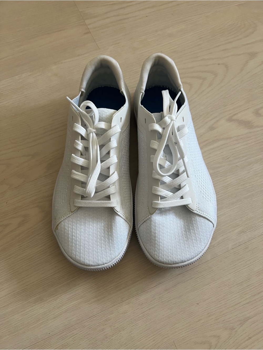 Women’s White Knit Lace-Up Sneakers